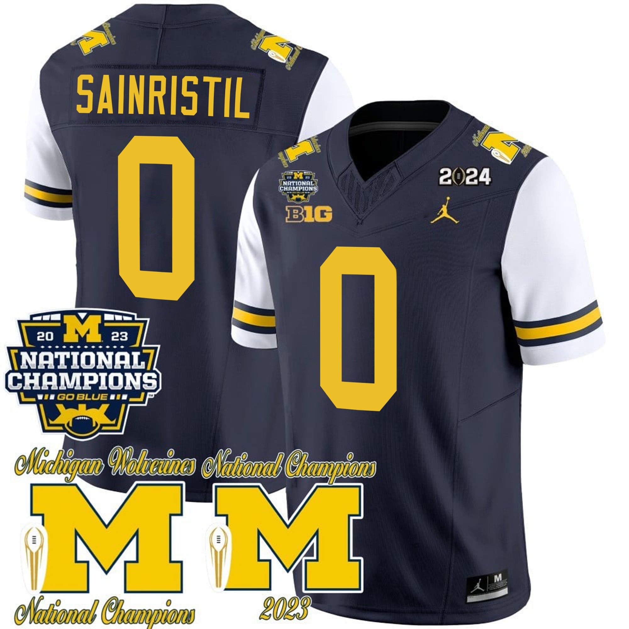 Men's Michigan Wolverines CFP 2023 National Champions Patch Vapor Jersey - All Stitched